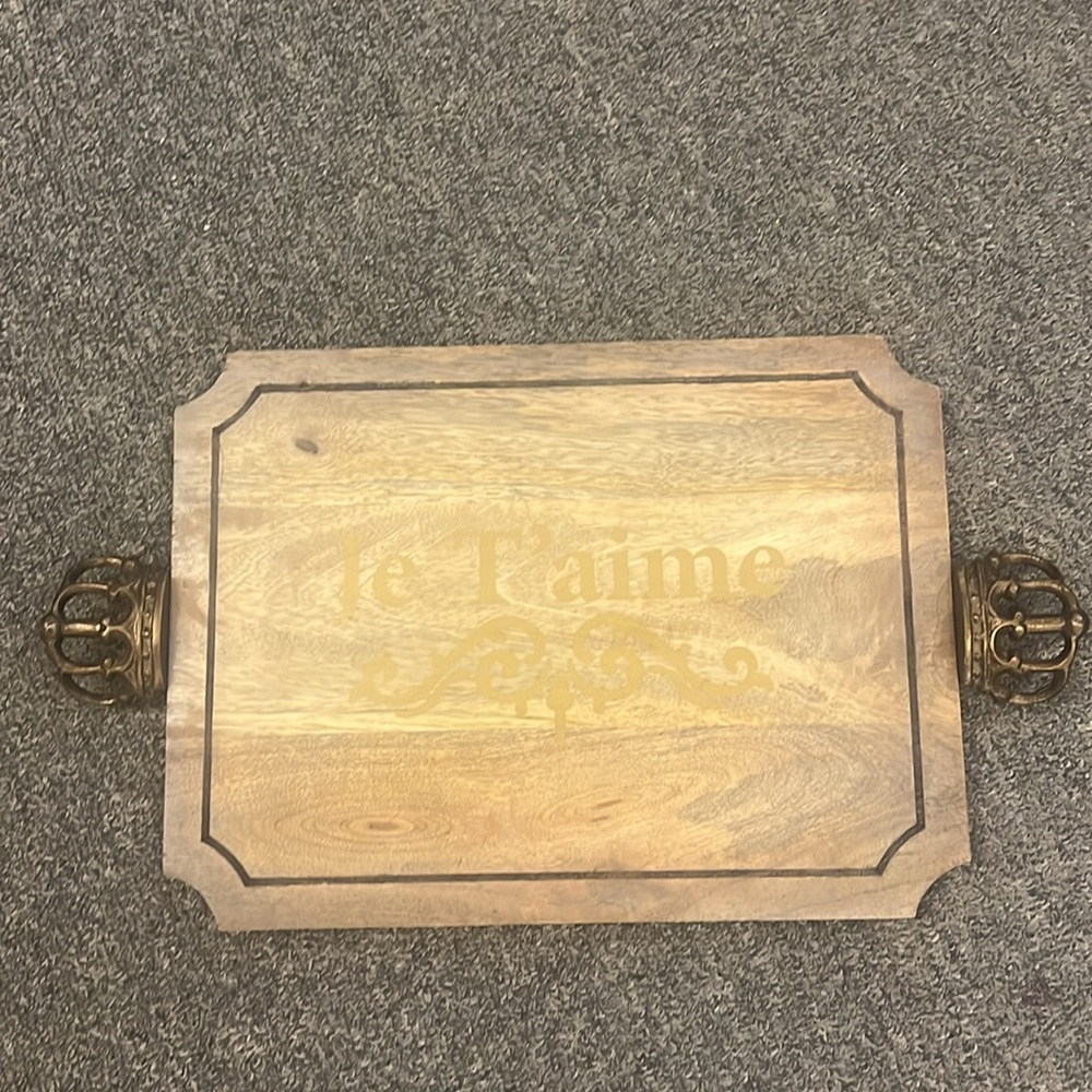 Je Taime Wood Tray  18 X 10.5 Inch